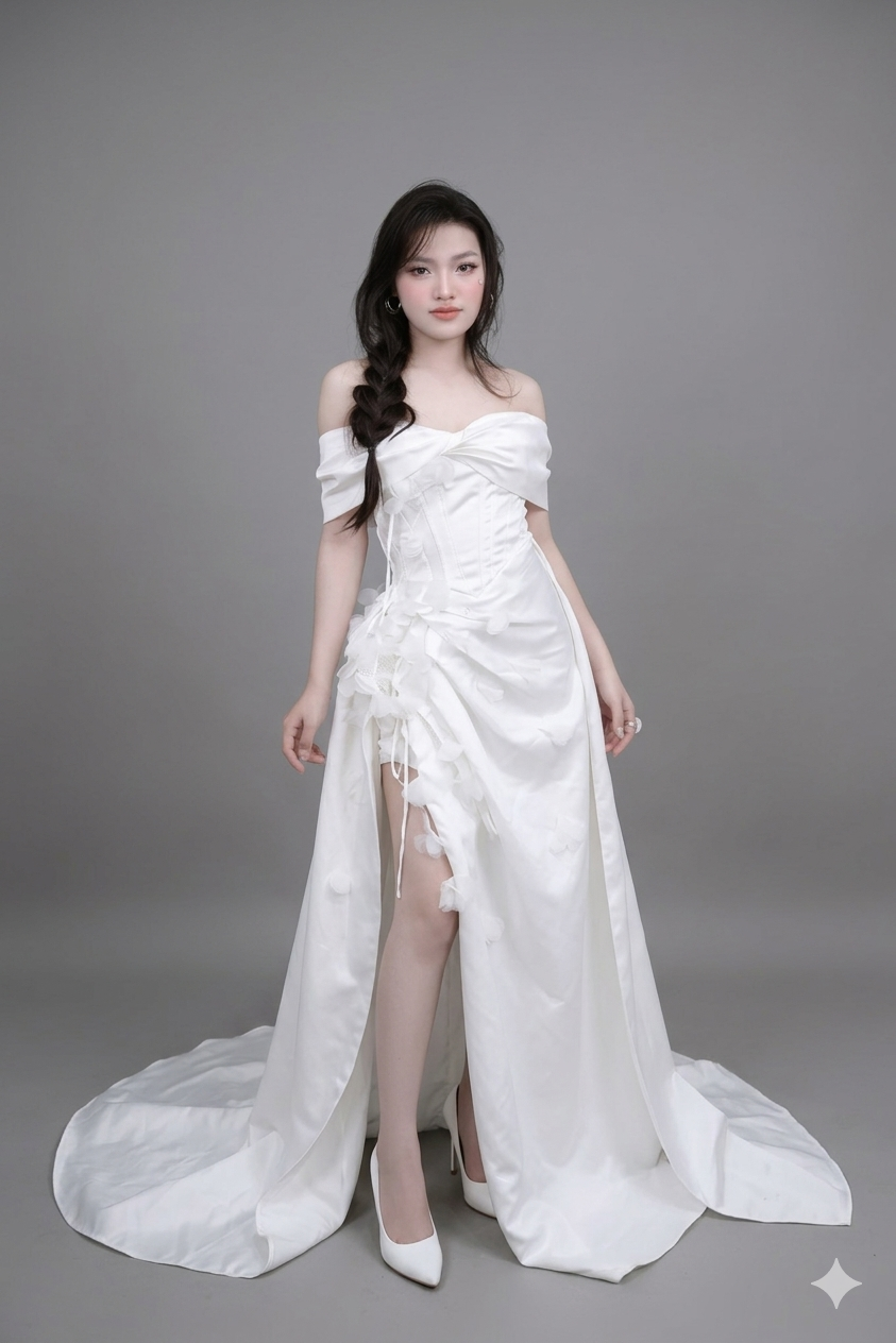 đầm dạ hội xẻ tà dài size s - mã trsk034