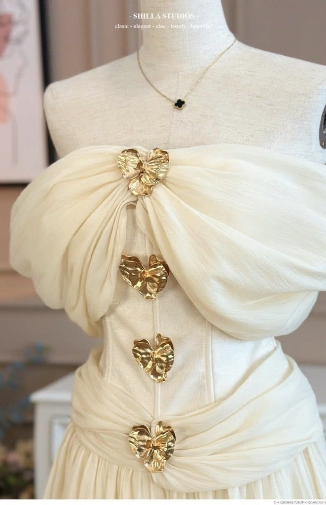 Đầm trễ vai tag hoa SHILLA - Size S - Mã KESK066